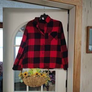 Old Navy Red Black Checked Flannel Pajama Set Size Women's L Worn 1 Time